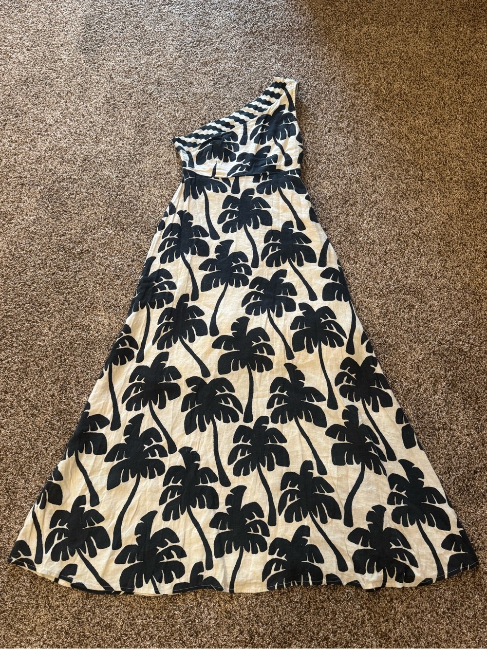 FARM FARMRIO FOR ANTHROPOLOGIE PALM TREE 1 SHOULDER DRESS SIZE SMALL